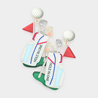 Resin Golf Bag Dangle Earrings