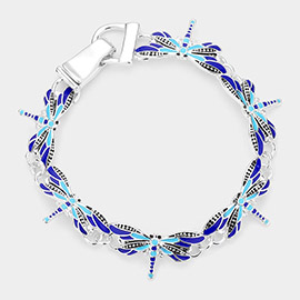 Enamel Dragonfly Charm Link Magnetic Bracelet