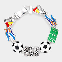 Enamel Soccer Mom Charm Link Bracelet