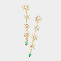 Flower Stone Embellished Drop Down Earrings