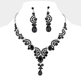 Teardrop Stone Accented Evening Necklace