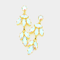 Marquise Stone Link Dangle Evening Earrings