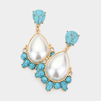 Natural Stone Pearl Dangle Earrings