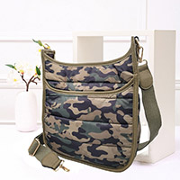 Camouflage Quilted Shiny Puffer Crossbody Bag