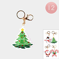12PCS - Christmas Tree Santa Claus Snowman Candy Cane Keychains