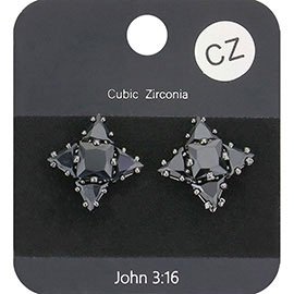 CZ Petal Stud Evening Earrings