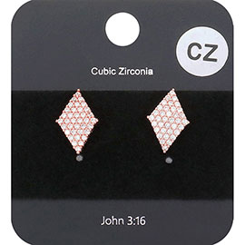 CZ Rhombus Stud Evening Earrings