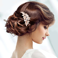 Pearl Flower Accented Leaf Cluster Hair Comb