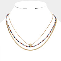 Ball Accented Triple Layered Necklace