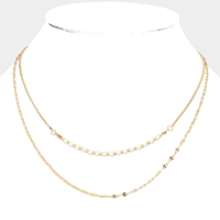 Pearl Chain Double Layered Necklace