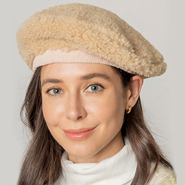 Solid Sherpa Beret Hat