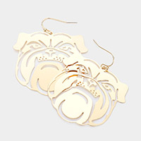 Brass Metal Cut Out Bulldog Dangle Earrings