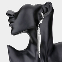 Stone Pointed Abstract Metal Dangle Earrings