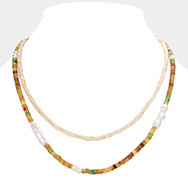 Pearl Beaded Double Layered Necklace