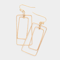 Brass Metal Open Metal Double Rectangle Dangle Earrings