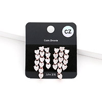 CZ Heart Cluster Link Dangle Earrings