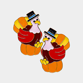 Thanksgiving Day Enamel Turkey Earrings