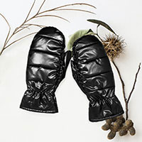 Shiny Padded Puffer Lining Mitten Gloves