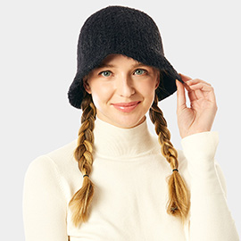 Soft Cable Knit Solid Bucket Hat