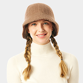 Soft Cable Knit Solid Bucket Hat