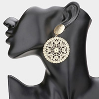 Cut Out Butterfly Detailed Metal Round Dangle Earrings
