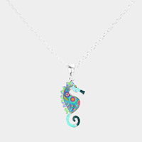 Patterned Seahorse Pendant Necklace
