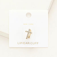 Rhinestone Embellished Metal Cross Ear / Lip Cuff