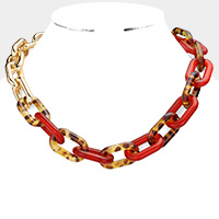 Celluloid Acetate Open Oval Link Necklace