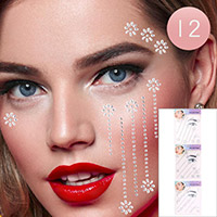 12Packs - Gem Rhinestone Face Body Jewelry Stickers