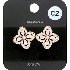 CZ Quatrefoil Stud Evening Earrings