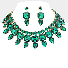 Multi Stone Cluster Evening Necklace