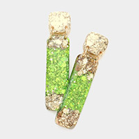 Glittered Resin Rectangle Dangle Earrings