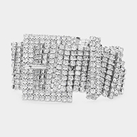 Rhinestone Pave Belt Buckle Style Evening Bracelet