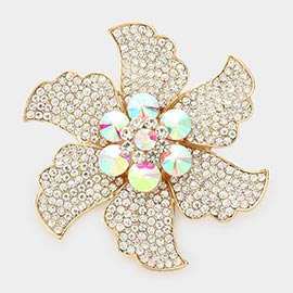 Rhinestone Flower Pin Brooch