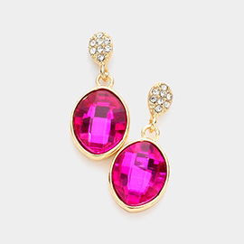 Oval Crystal Rhinestone Drop Earrings