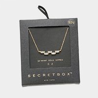 Secret Box _ 14K Gold Dipped Geometric CZ Rectangle Pendant Necklace