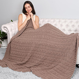 Braided Cable Knit Throw Blanket