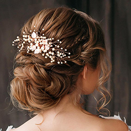 Leaf Pointed Pearl Cluster Hair Comb