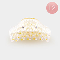 12PCS - Flower Embellished Pearl Cluster Hair Claw Clips