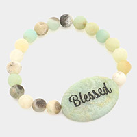 Blessed Message Semi Precious Stone Stretch Bracelet