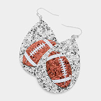 Football Accented Glittered Teardrop Dangle Earrings