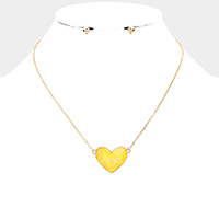 Gold Foil Detailed Heart Pendant Necklace