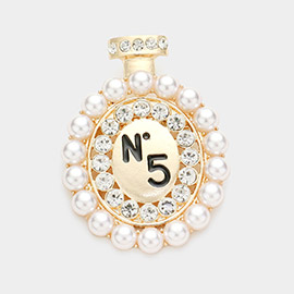Pearl Stone Embellished Perfume Pin Brooch