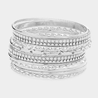 11PCS - Rhinestone Embellished Metal Bangle Bracelets