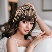 Teardrop Stone Accented Rhinestone Fringe Headband