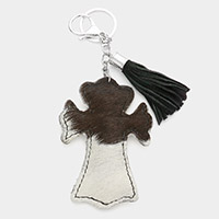 Genuine Fur Calf Cross Tassel Keychain