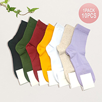 10Pairs - Basic Solid Socks