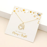 Christmas Metal Santa Hat Smile Pendant Necklace