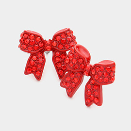 Rhinestone Embellished Bow Stud Earrings