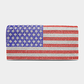 Bling American USA Flag Evening Clutch / Crossbody Bag